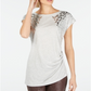 INC Women's Foil Animal-Print T-Shirt  Hthr Belle Grey  Size XL