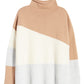 French Connection Women's Patchwork Funnel Neck Sweater Brown Size Medium