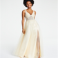 Blondie Nites Junior's Embellished Illusion Gown Yellow Size 15