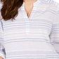 Style & Co Women's Striped Split Neck Top Blue Size Small
