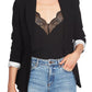 1.STATE Women's One Button Stretch Crepe Blazer Black