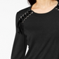 INC Women's Ribbon Laced Sweatshirt Black Size Petite L