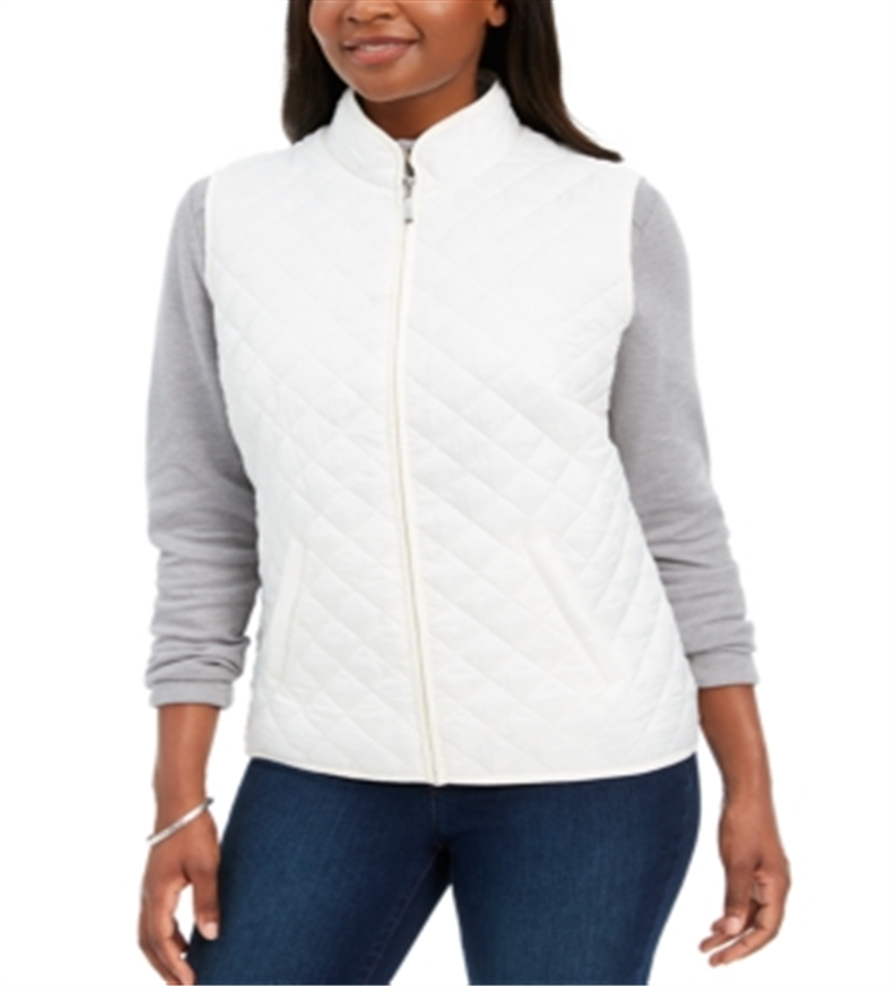 Karen Scott Women's Quilted Puffer Vest Green Size Petite Small