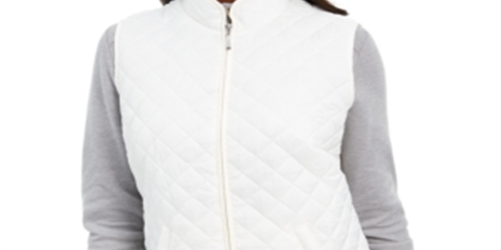Karen Scott Women's Quilted Puffer Vest Green Size Petite Small
