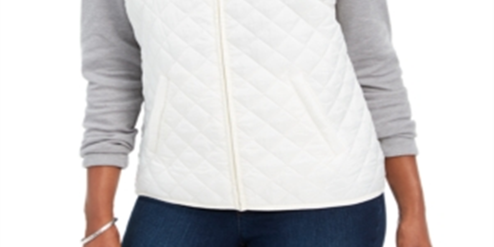Karen Scott Women's Quilted Puffer Vest Green Size Petite Small