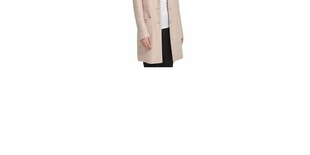 DKNY Women's Foil Boucle Four-Pocket Topper Jacket Pink Size 2