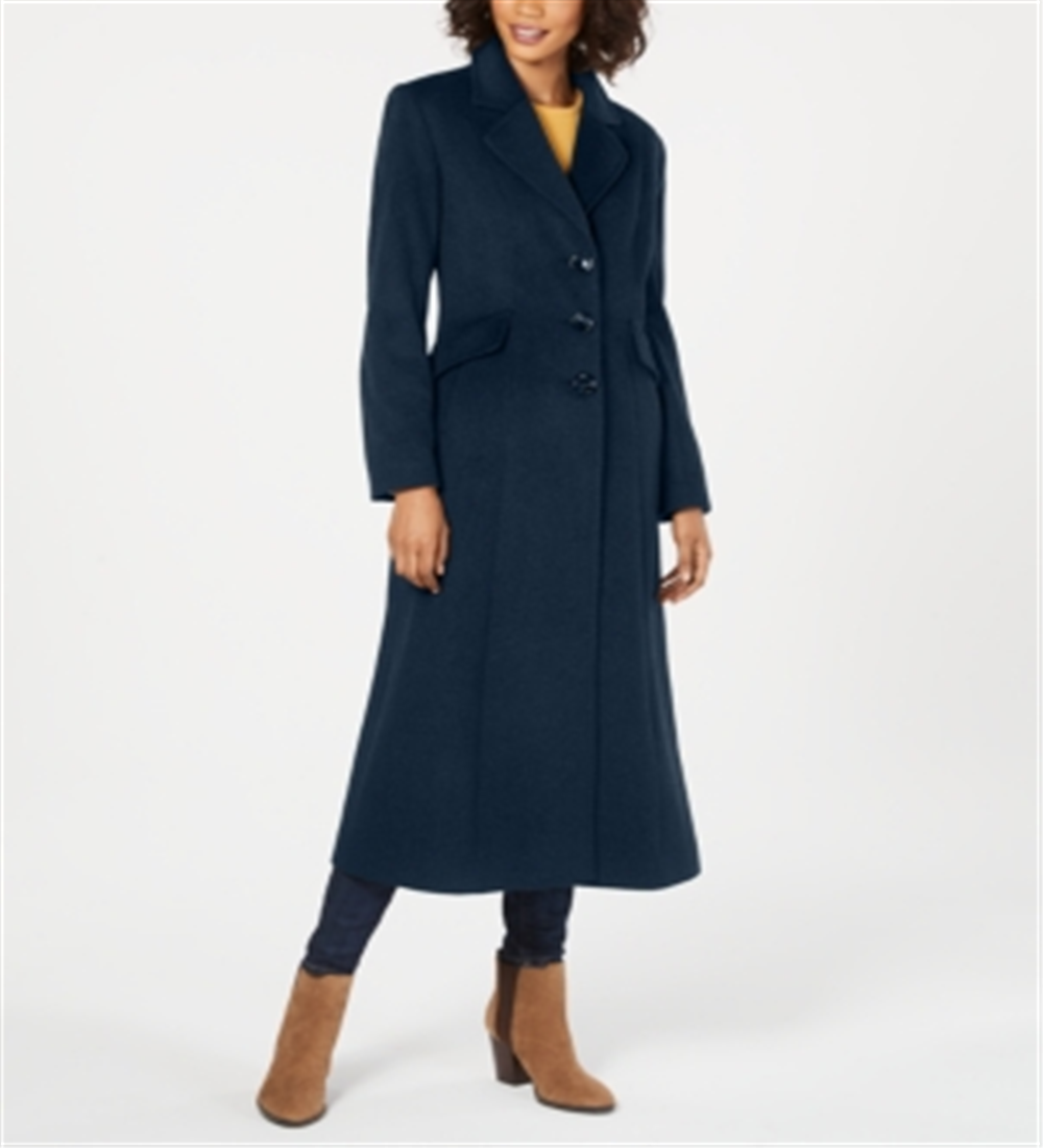 Forecaster Women's Notched Collar Maxi Walker Coat Blue Size 18