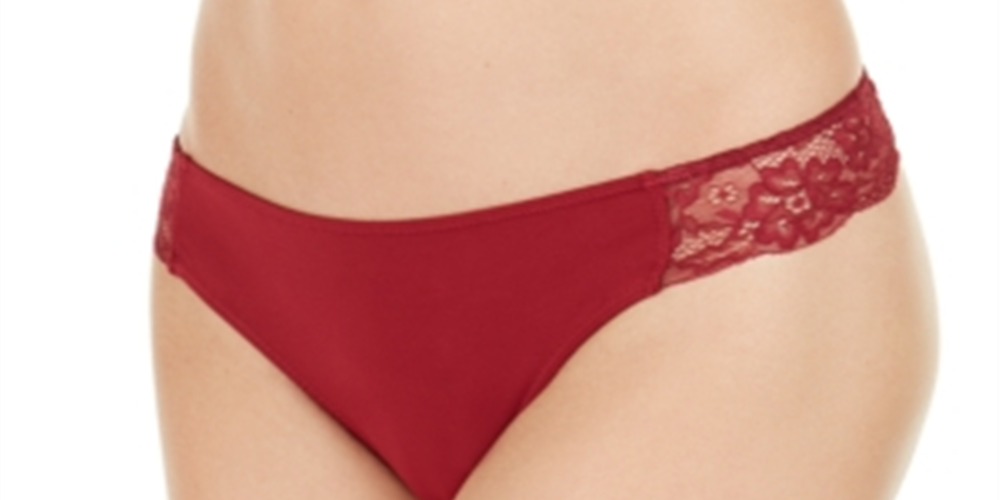 INC International Concepts Women's Intimates Solid Everyday Thong Red Size XX-Large