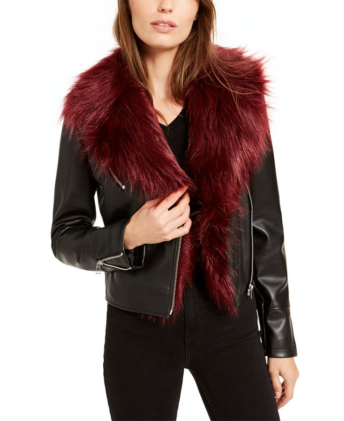 Bar III Women's Winter Faux Leather Moto Coat Black Size X-Large