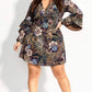 City Chic Women's Trendy Plus Ruffle Sleeve Floral Print Mini Dress Black Size M/18