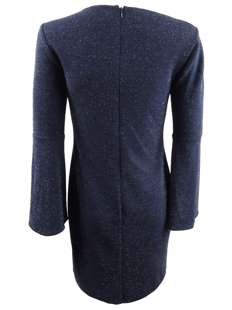 Ralph Lauren Women's Metallic Ponte Dress Blue Size 8 Petite