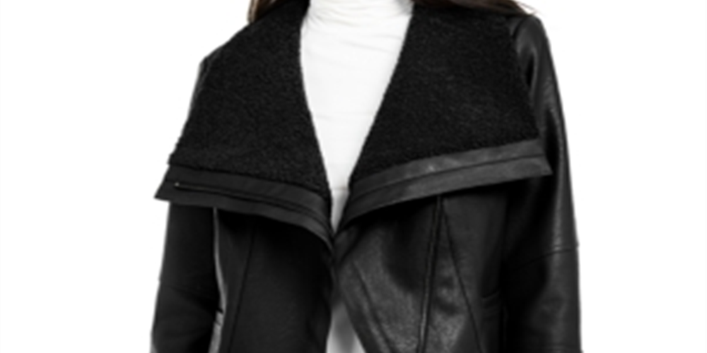 Alfani Women's Faux Fur Solid Blazer Coat Black Size X-Large