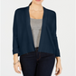 Charter Club  Women's Textured Knit Open Cardigan Blue Size XXL