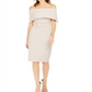 Vince Camuto Women's Off the Shoulder Glitter Sheath Dress Brown Size 8