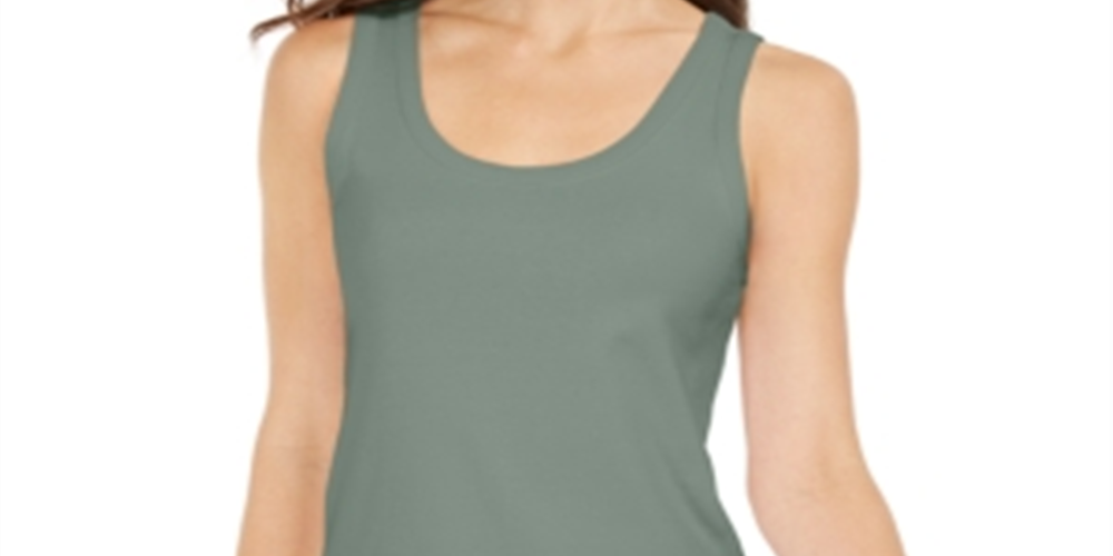 Charter Club Women's Supima Cotton Scoop Neck Tank Top Green Size Large