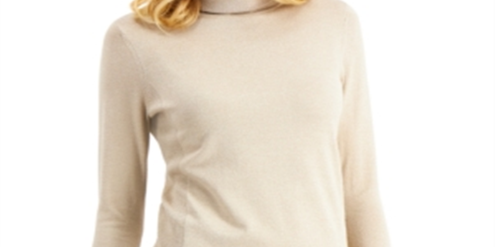 JM Collection Women's Metallic Turtleneck Sweater Gold Size XS