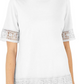 Karen Scott Women's Cotton Crochet Fringed Top White Size M