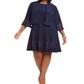 Jessica Howard Women's Scoop Neck Above the Knee Shift Party Dress Blue Size 20W