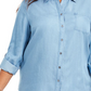 Style & Co Women's Plus Chambray Button up Shirt Blue Size 4X