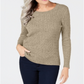 Karen Scott Women's Marled Cotton Cable Knit Sweater Brown Size Petite S/M