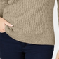 Karen Scott Women's Marled Cotton Cable Knit Sweater Brown Size Petite S/M