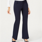 Alfani Women's Faux Leather Trim Wide Leg Trousers Blue Size 24X4.5