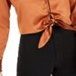 Bar III Women's Tie Front Satin Top Orange Size Small