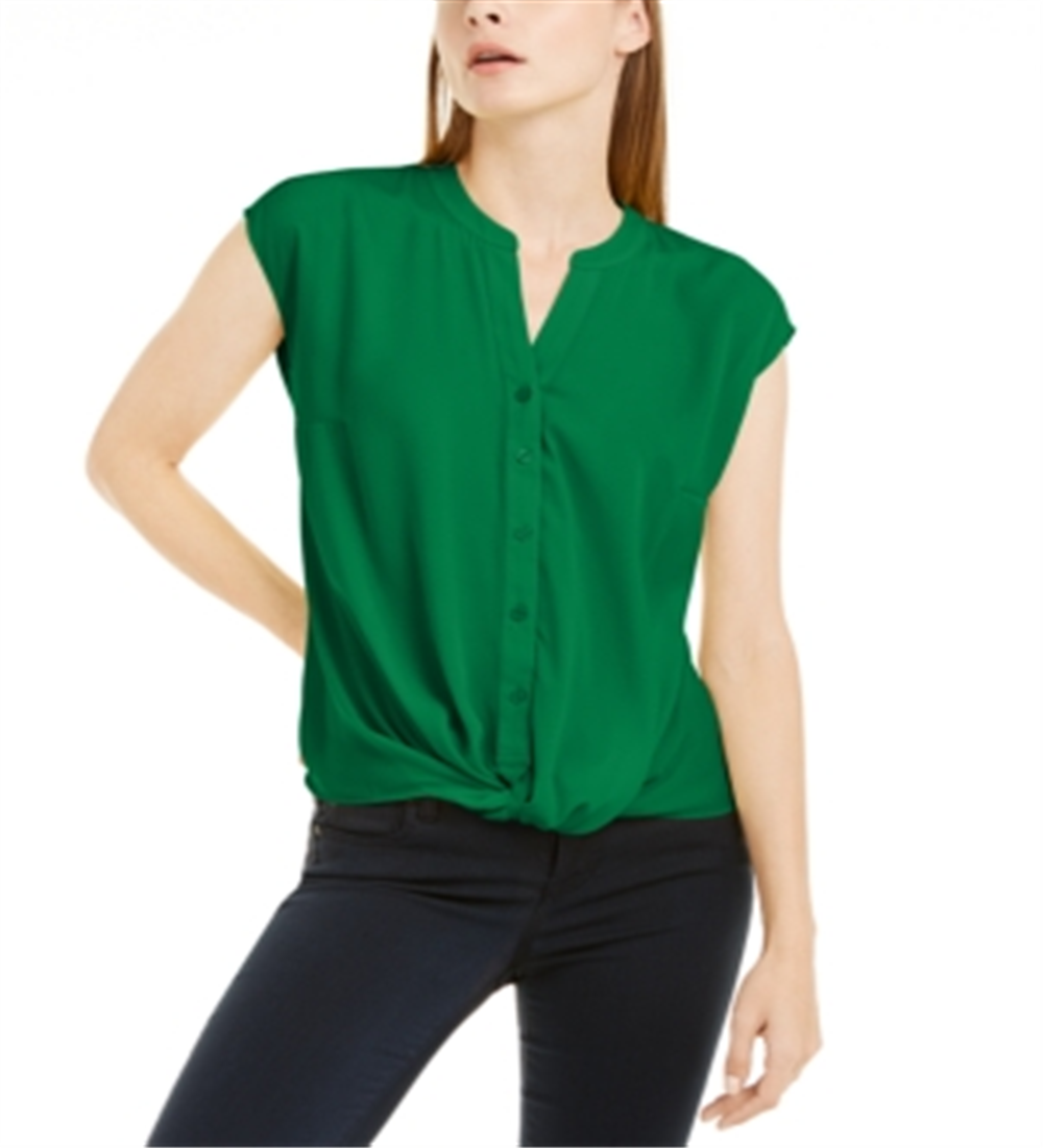 INC International Concepts Women's Twist Front Top Green Size Large