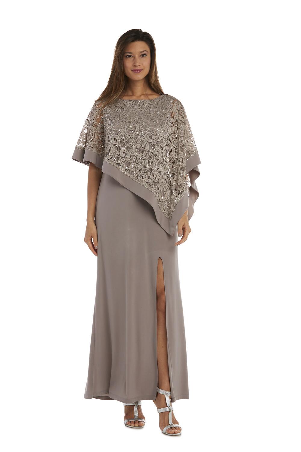 R & M Richards Women's Long Banded Trim Poncho Dress Brown Size 16W
