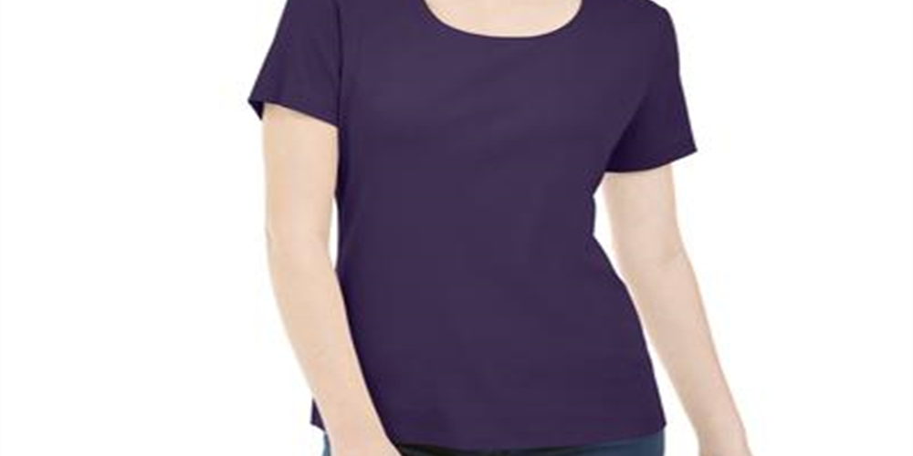Karen Scott Women's Short Sleeve Scoop Neck Top Purple Size S
