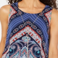 JM Collection Women's Printed Pointed Hem Top Blue Size Petite L