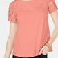 Charter Club Women's Cotton Embroidered T-Shirt Orange Size Petite L