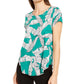 अल्फानी महिलाओं की प्रिंटेड राउंड हेम टी-शर्ट ग्रीन साइज़ पेटीट XL