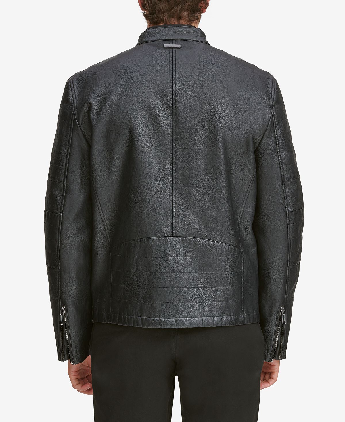 Marc New York पुरुषों का किलियन फॉक्स-लेदर रेसर जैकेट, काला, साइज़ 3XL