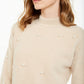 Alfani Women's Scattered Faux Pearl Sweater Brown Size Petite S/M