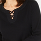 Karen Scott Women's Cotton Lace up Top Black Size Petite S/M