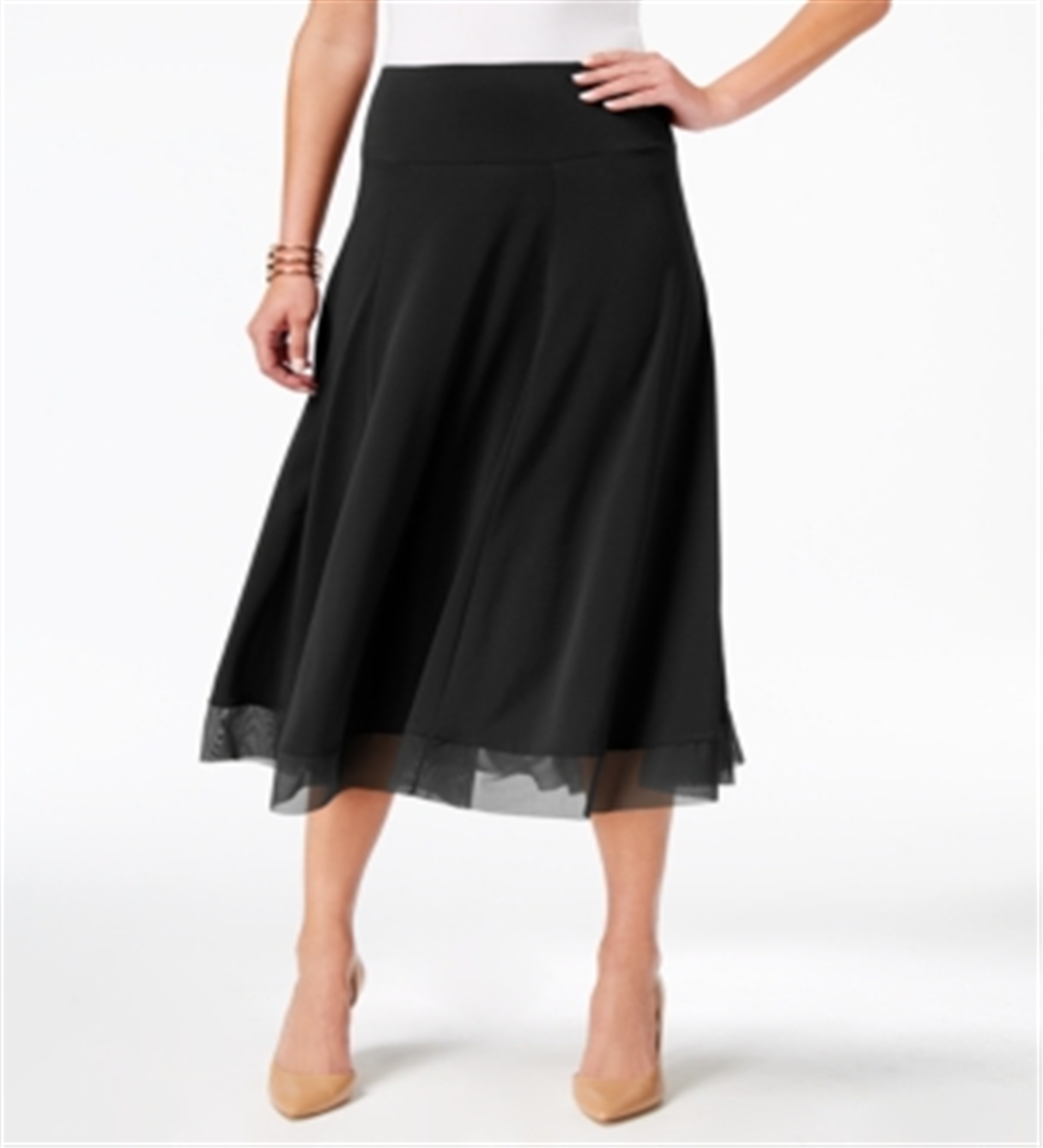 JM Collection Women's Mesh Hem a Line Skirt Black Size Small