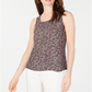 Anne Klein Women's Sleeveless Polka Dot Blouse Gray  Size X-Large