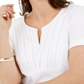 Karen Scott Women's Woven Split-Neck Top  White Size XL