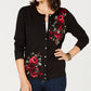 Karen Scott Women's Floral Print Cardigan Black Size -Petite S/M