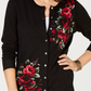 Karen Scott Women's Floral Print Cardigan Black Size -Petite S/M