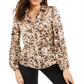 Thalia Sodi Women's Printed Zip Peplum Top Beige Size Medium