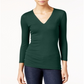 INC International Concepts Women's Ribbed Top Green Size Large