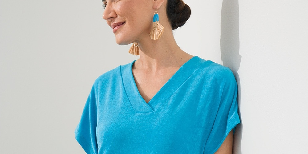 Chico's Women's Wrinkle-Free Travelers Classic Cap Sleeve Top Agate Size S