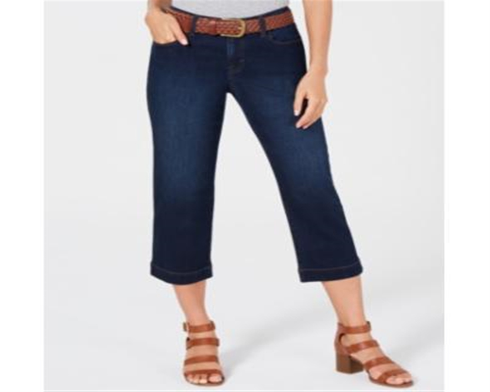Style & Co Women's Belted Denim Capri Pants Blue Size 6