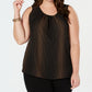 Anne Klein Women's Plus Printed Scoop Neck Sleeveless Top Black Size 3XL