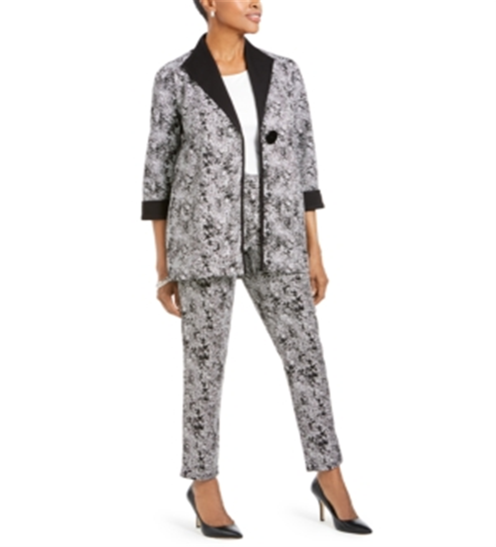 JM Collection Women's Single Button Trapeze Jacket Black Size X-Small