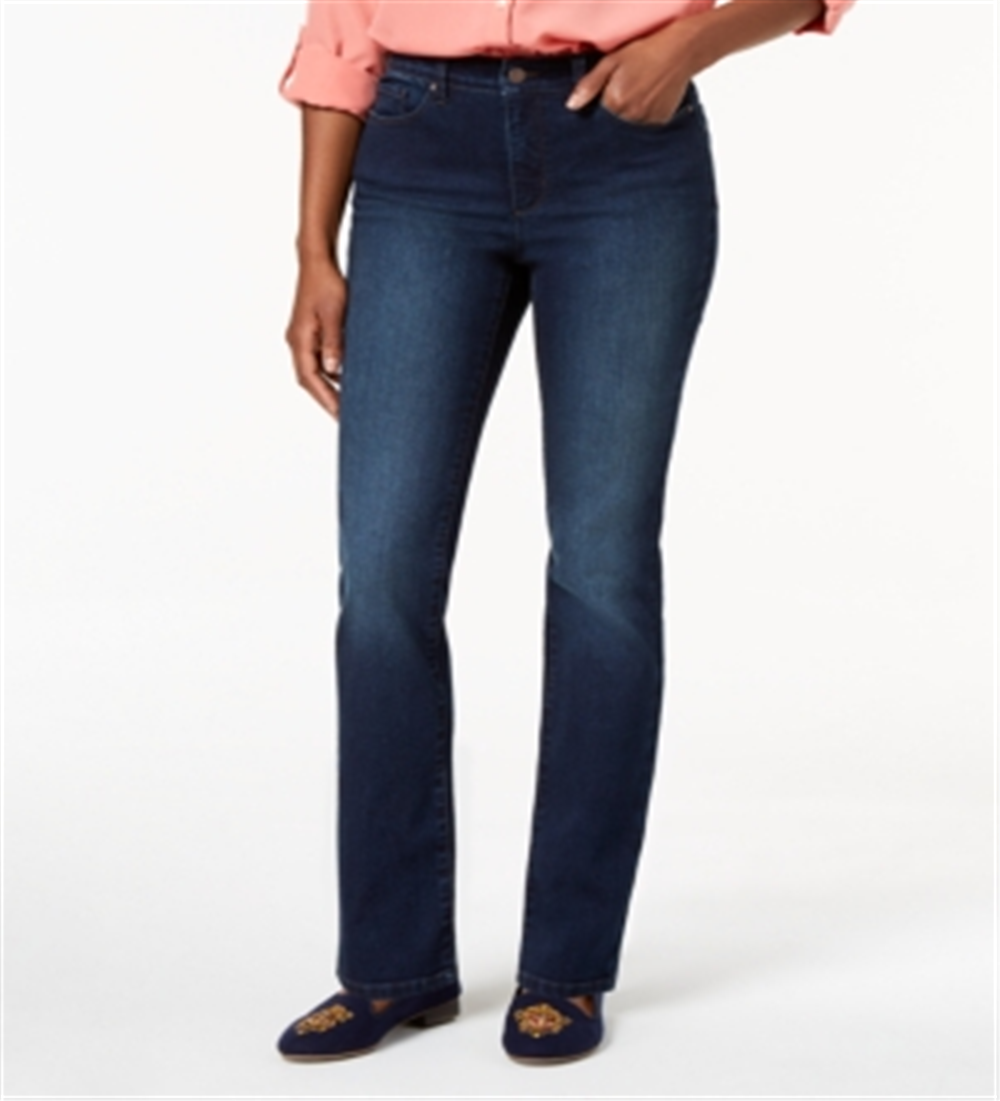 चार्टर क्लब वीमेन पेटिट लेक्सिंगटन स्ट्रेट-लेग जीन्स, ब्लू, साइज़ 10 पी