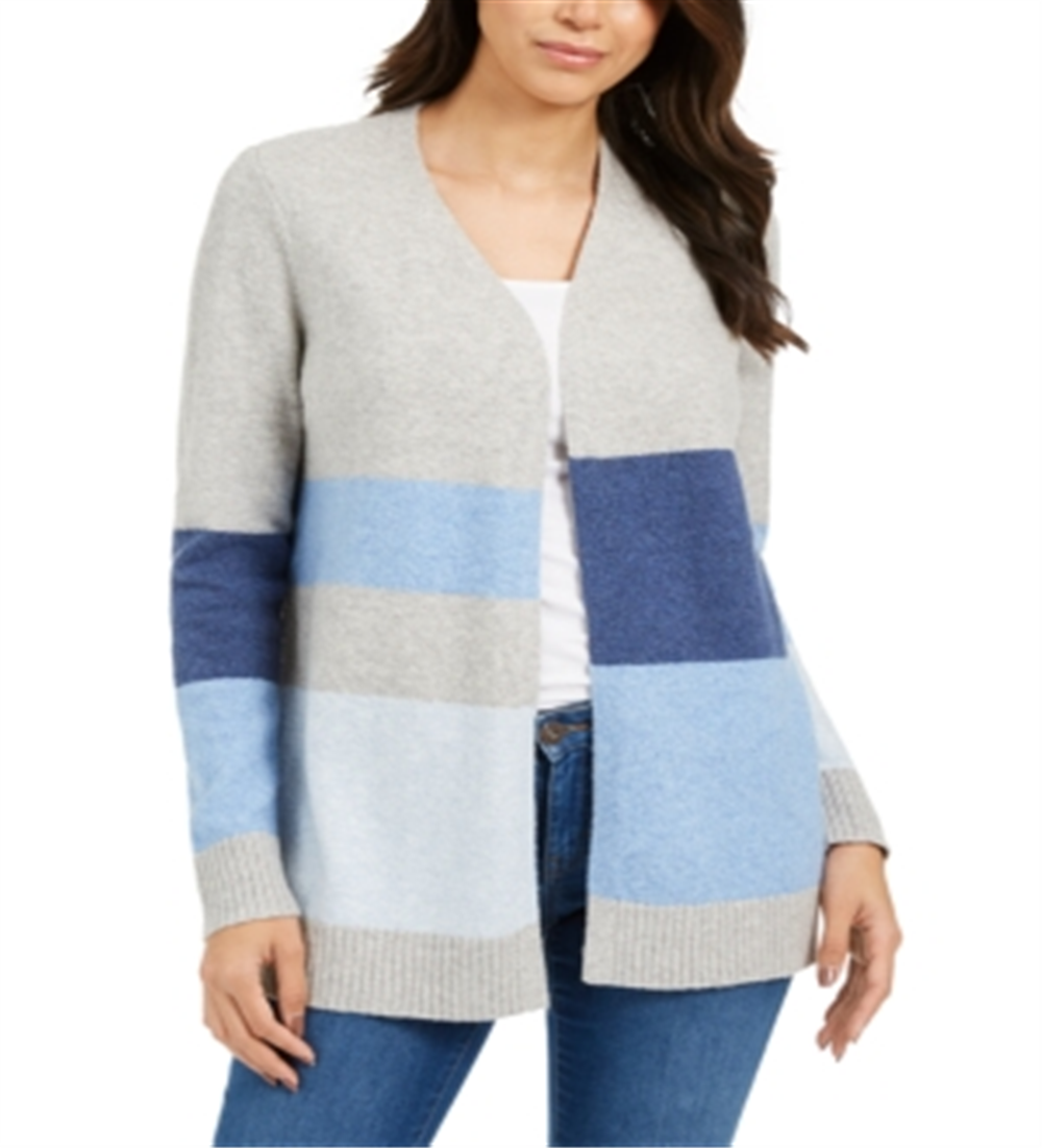 Charter Club Women's Striped Cardigan Blue Size Petite X-Large