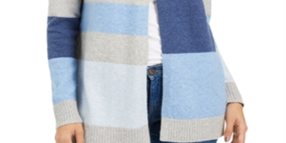Charter Club Women's Striped Cardigan Blue Size Petite X-Large